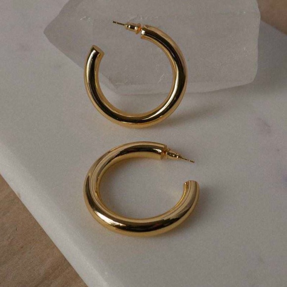 Chunky Hoop Earrings- Gold Plated - Picture 1 of 3